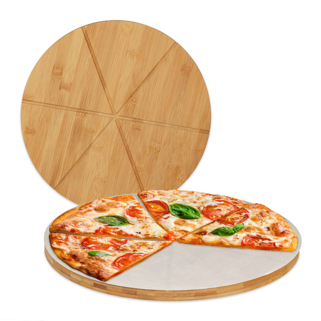 Pizzabrett aus Bambus, 2 Stück, mit Backpapier