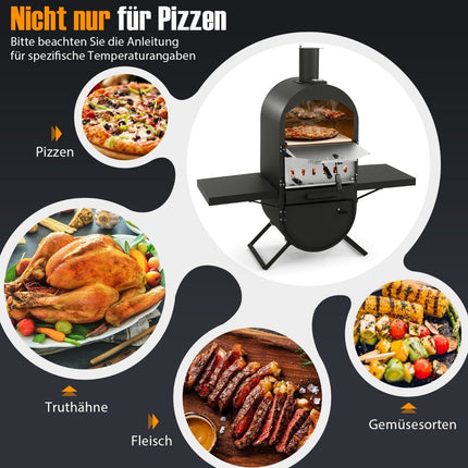 Pizzaoven buitenpizzaoven met zijplanken grillrooster van roestvrij staal pizzaschep voor in de tuin