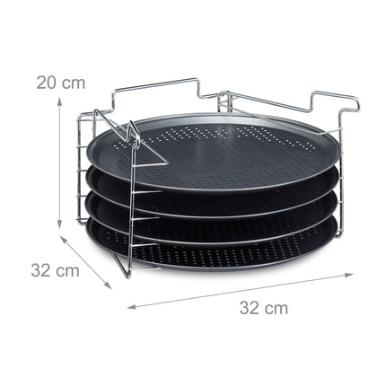 Pizza plate set of 4 with stand