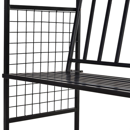 Rankbogen aus schwarzem Metall mit Bank - 154 x 60 x 205 cm