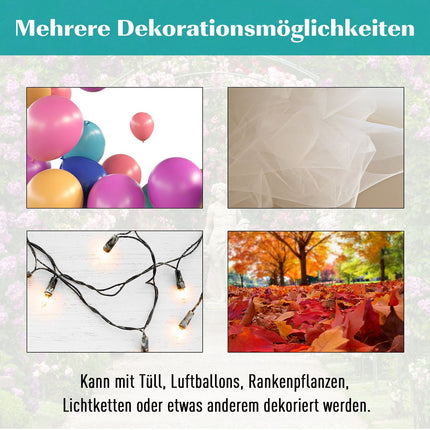 Rankbogen aus schwarzem Metall mit Bank - 154 x 60 x 205 cm