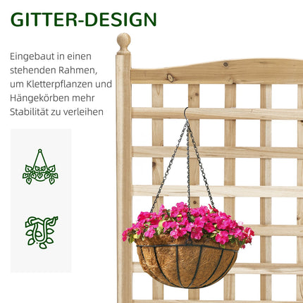 Pflanzkasten aus Holz mit Spalier für Kletterpflanzen, natur