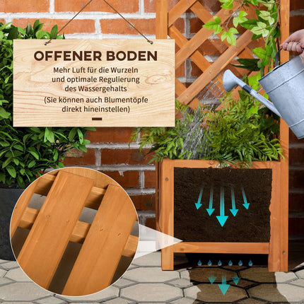 Gartenpflanzkasten mit Spalier, Naturholz, 32x32x108 cm
