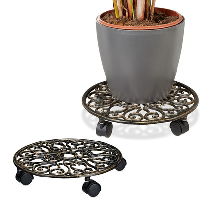 Plant Caddy with Wheels, Set of 2 – Cast Iron