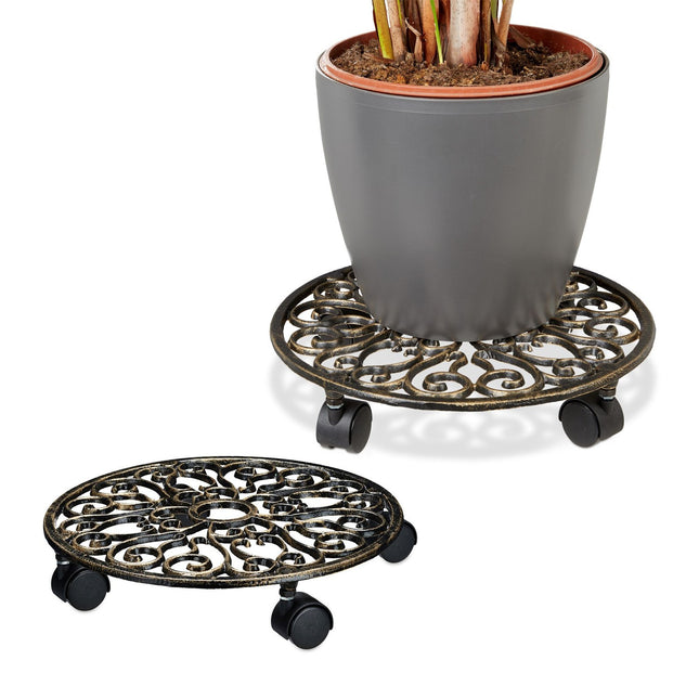 Pflanzenroller mit Rollen, 2er-Set – Gusseisen