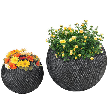 Set aus 2 Übertöpfen aus grauem Magnesiumoxid mit Drainage