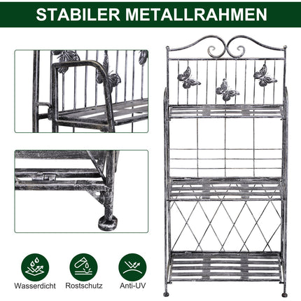 Metall-Pflanzenständer 3-stufig – Blumenständer für den Garten, Silbergrau