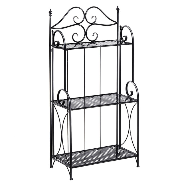 Pflanzregal aus schwarzem Metall mit 3 Ebenen - 56x30x114 cm