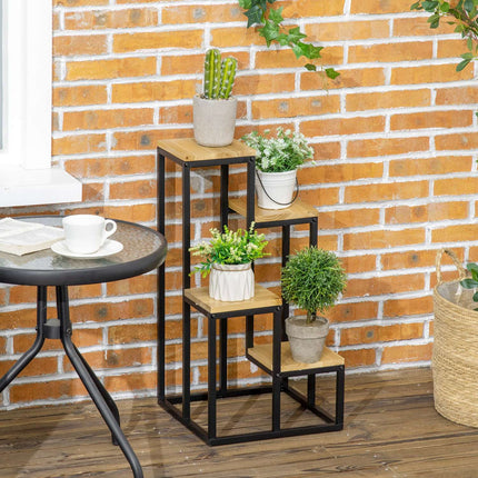 Wooden plant stand, 4-level shelf for garden and balcony, 34x34x66cm