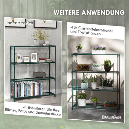 Pflanzenregal - Blumenständer in 4 Etagen aus Stahl, dunkelgrün