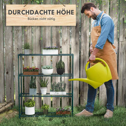 Pflanzenregal - Blumenständer in 4 Etagen aus Stahl, dunkelgrün