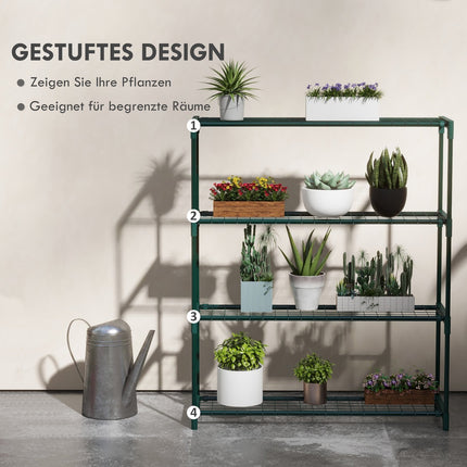 Pflanzenregal - Blumenständer in 4 Etagen aus Stahl, dunkelgrün