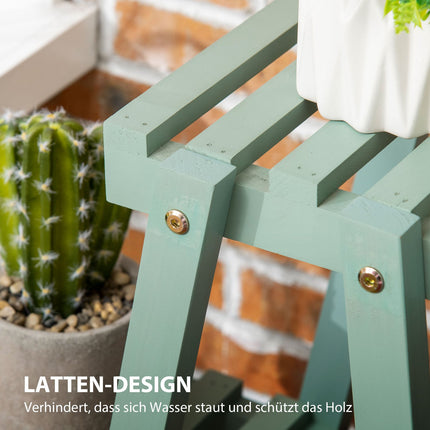 Plant shelf with 3 levels, wood, light green, 76x26x76 Cm