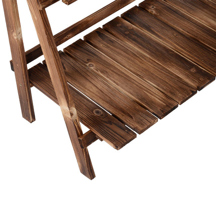Pflanzenständer aus Fichtenholz, 3-stufig, dunkelbraun, 80x37x93 cm