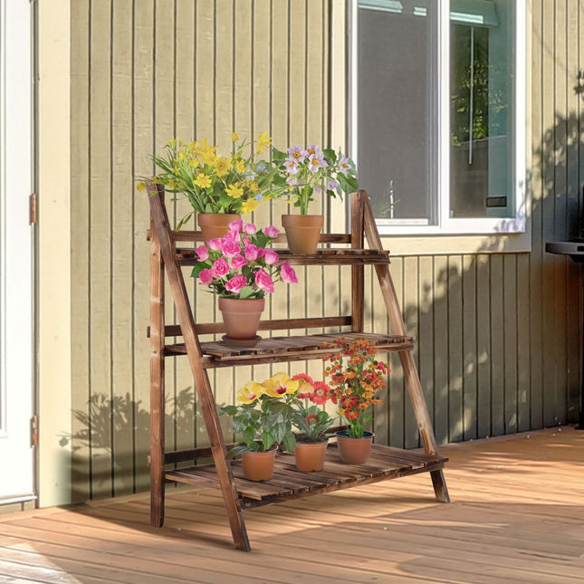 Blumenbank aus Fichtenholz, 3-stufig, für Garten und Balkon