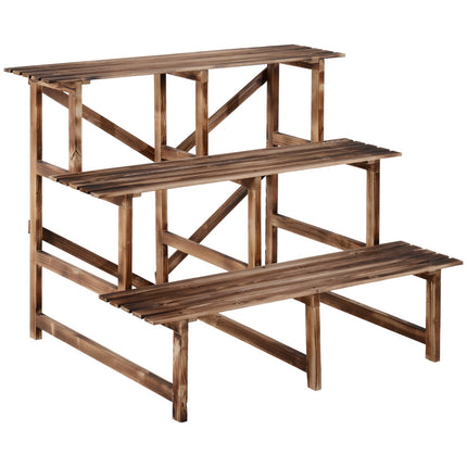 Plantentrap Bloementrap Bloemenplank 3 treden van dennenhout 100 x 80 x 78 cm voor tuin, balkon en terras