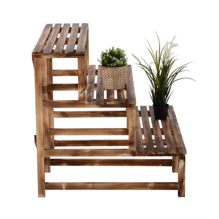 Plantentrap Bloementrap Bloemenplank 3 treden van dennenhout 100 x 80 x 78 cm voor tuin, balkon en terras