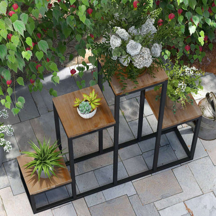 Pflanzenständer 4-stufig, hellbraun – Balkon- und Gartennutzung