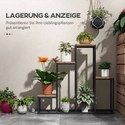 Pflanzenständer 4-stufig, hellbraun – Balkon- und Gartennutzung