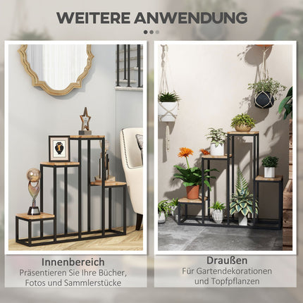 Pflanzenständer 4-stufig, hellbraun – Balkon- und Gartennutzung