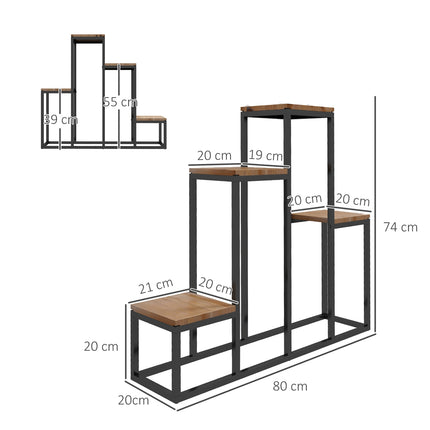 Pflanzenständer 4-stufig, hellbraun – Balkon- und Gartennutzung