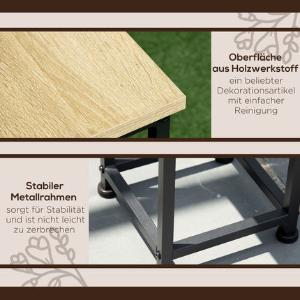 Pflanzenständer-Set aus Stahl – 3-teiliger Blumentopfhalter, schwarz & natur