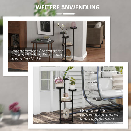 Pflanzenständer aus Holz, 5-stöckiges Blumenregal für den Balkon