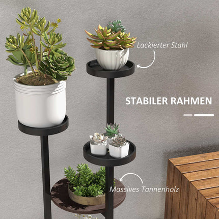 Pflanzenständer aus Holz, 5-stöckiges Blumenregal für den Balkon
