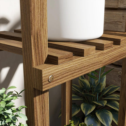Étagère à fleurs en bois avec roulettes, 5 niveaux, pour jardin et balcon, carbonisée