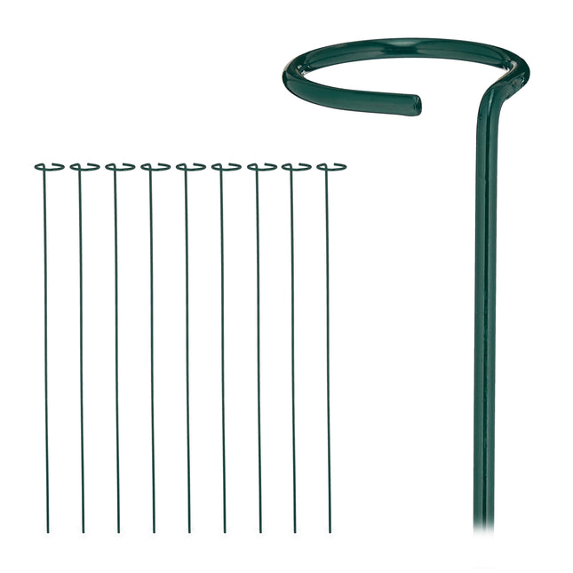 Pflanzenstützen mit Ring, 10er-Set Metallstäbe