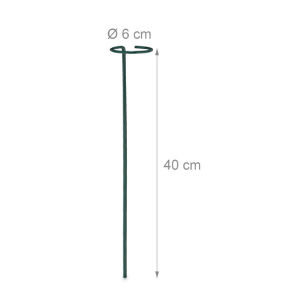Plant Supports with Ring, Set of 6 Metal Stakes