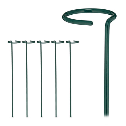 Plant Supports with Ring, Set of 6 Metal Stakes