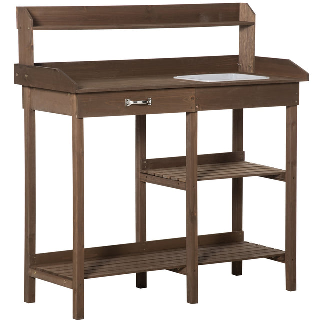 Gartentisch aus Holz mit Wanne, braun - 117 x 45 x 121 cm