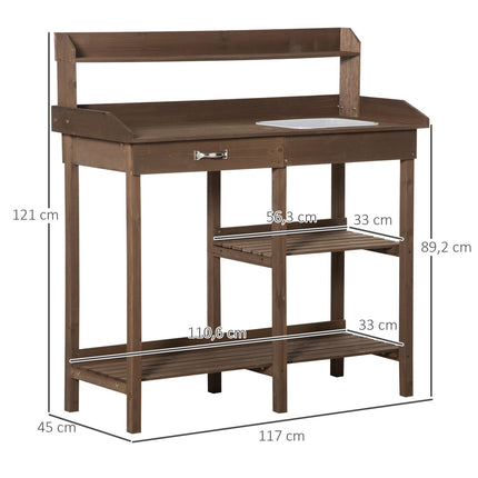 Gartentisch aus Holz mit Wanne, braun - 117 x 45 x 121 cm