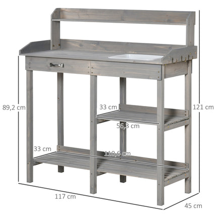Gartentisch mit Wanne für Blumen, Grau 117×45×121 cm