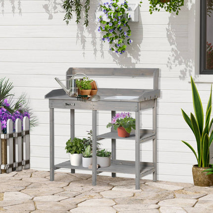 Gartentisch mit Wanne für Blumen, Grau 117×45×121 cm
