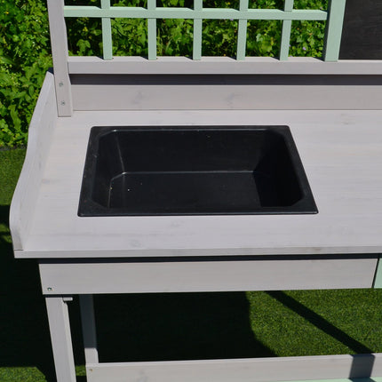 Gartentisch mit Schublade und Tablett, Fichte mintgrün