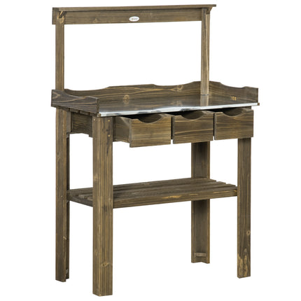 Gartentisch mit 3 Schubladen & Haken, 78x38x112 cm