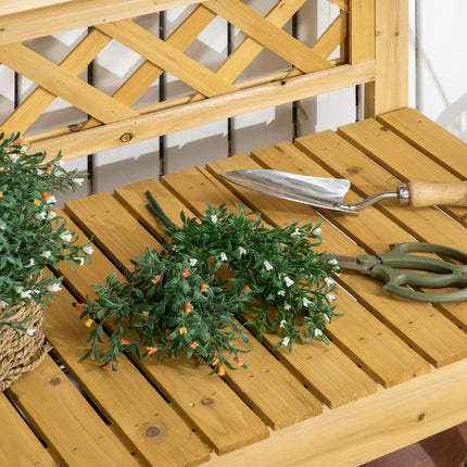 Extendable wooden garden table with sink and storage