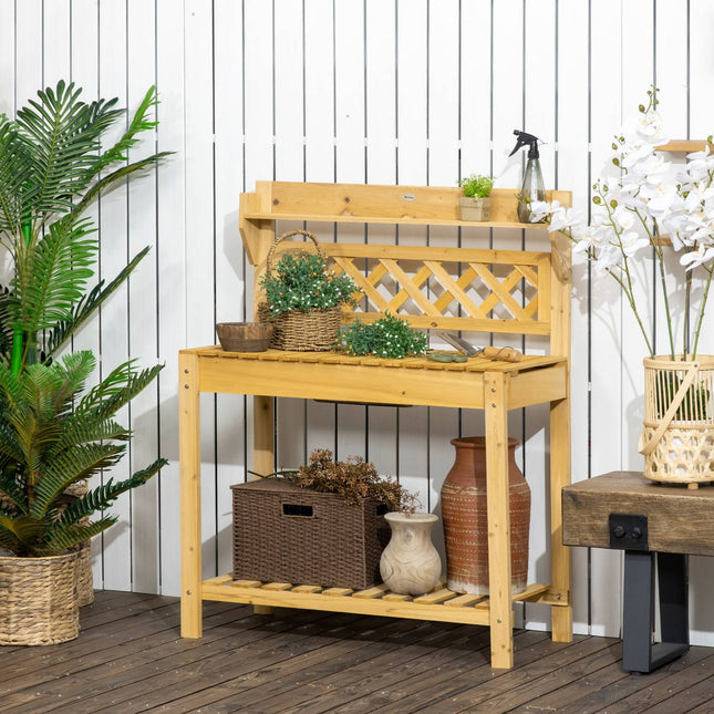 Ausziehbarer Gartenholztisch mit Spüle und Stauraum