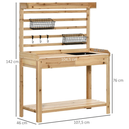 Gartentisch mit Spülbecken, Schublade und Ablage, 107,5 cm