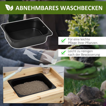 Gartentisch mit Spülbecken, Schublade und Ablage, 107,5 cm