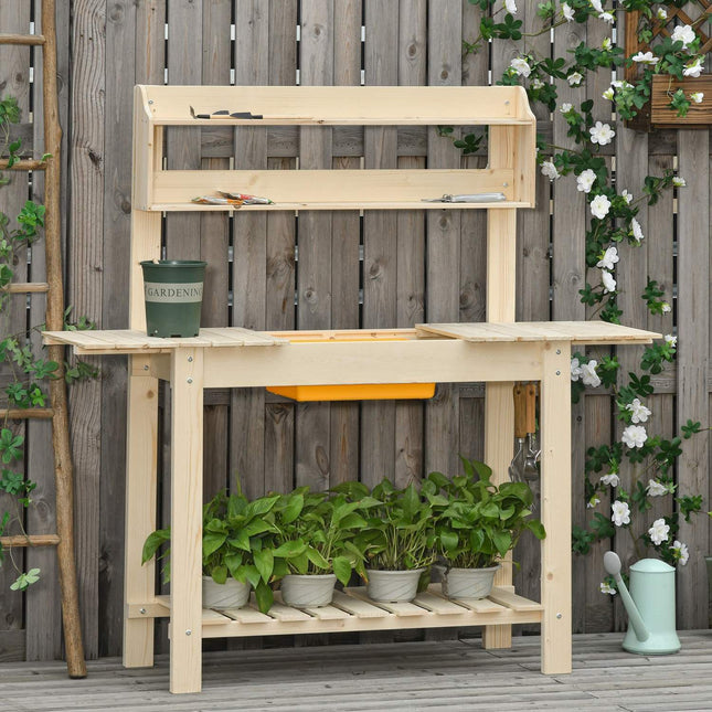 Verstellbarer Gartentisch aus Fichte mit Haken - 100x40x140 cm