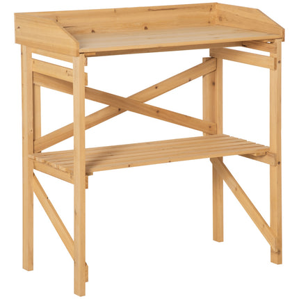 Pflanztisch aus Holz mit Stauraum, Hellbraun, 80x40x84 cm