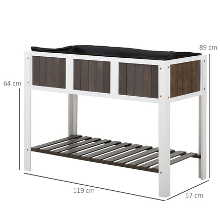 Wooden garden plant table with shelf - spruce wood, 119x57x89cm