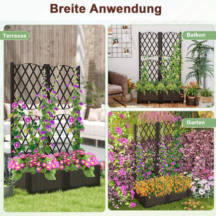 Planter Box with Trellis, Self-Watering, 80x40x122 cm, Brown