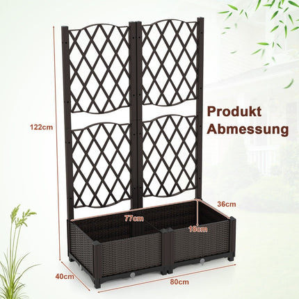 Planter Box with Trellis, Self-Watering, 80x40x122 cm, Brown
