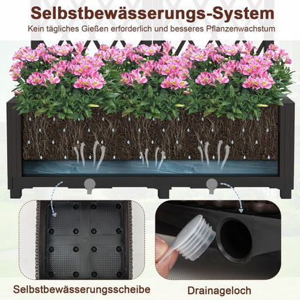 Planter Box with Trellis, Self-Watering, 80x40x122 cm, Brown