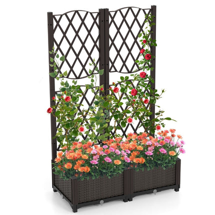 Planter Box with Trellis, Self-Watering, 80x40x122 cm, Brown
