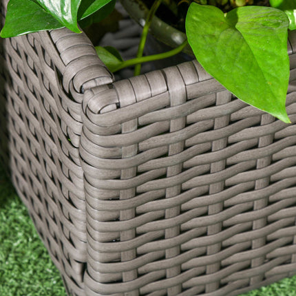 Pflanzkasten mit Spalier, wetterfest, Polyrattan, 103x29x103 cm, Grau